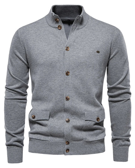 AIOPESON Men's Knit Mock Neck Cardigan - Casual Autumn Sweater