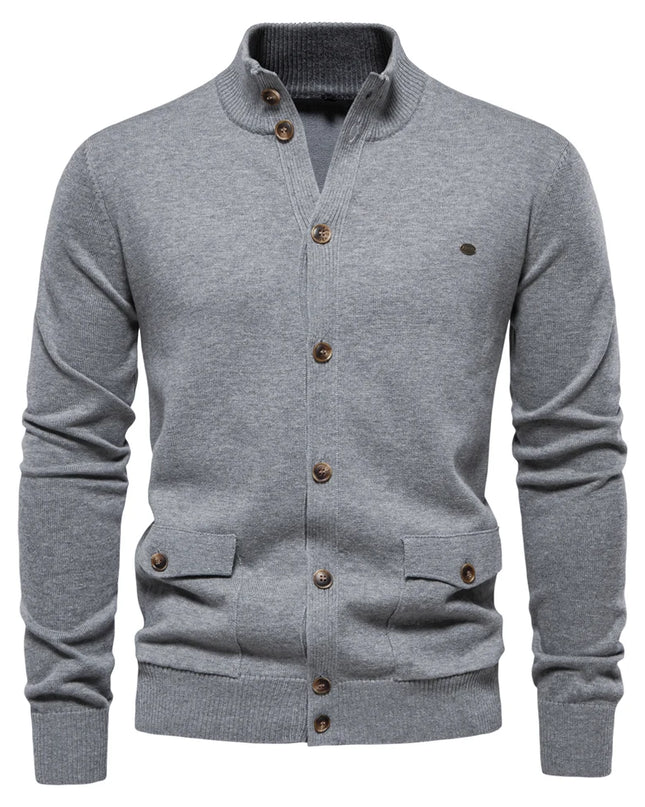 AIOPESON Men's Knit Mock Neck Cardigan - Casual Autumn Sweater