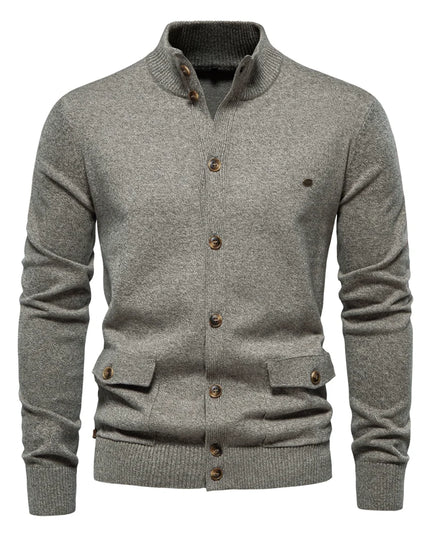 AIOPESON Men's Knit Mock Neck Cardigan - Casual Autumn Sweater