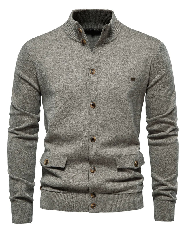 AIOPESON Men's Knit Mock Neck Cardigan - Casual Autumn Sweater