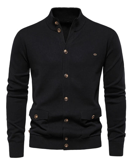AIOPESON Men's Knit Mock Neck Cardigan - Casual Autumn Sweater