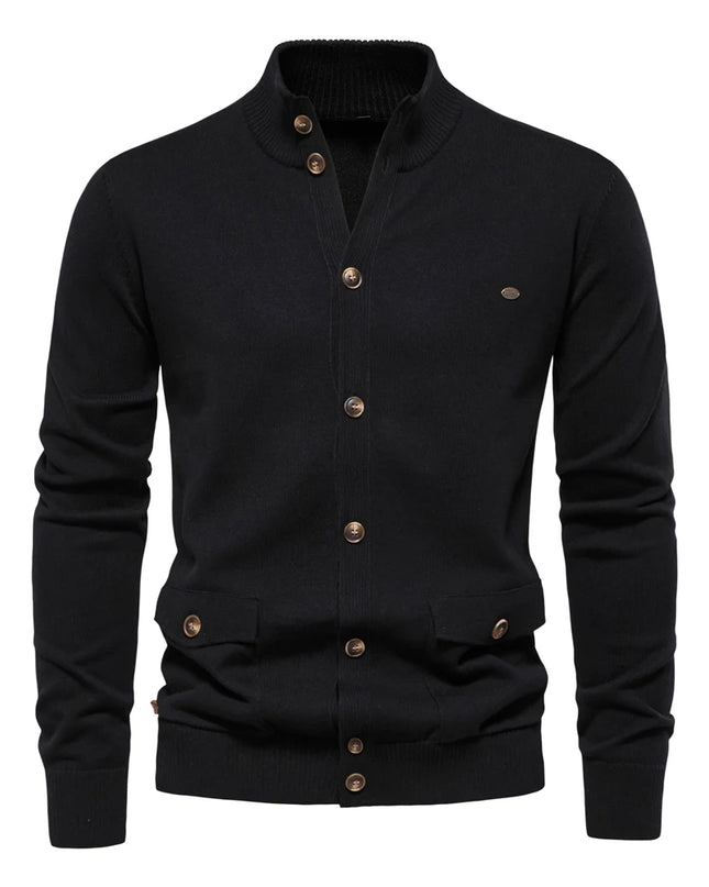 AIOPESON Men's Knit Mock Neck Cardigan - Casual Autumn Sweater