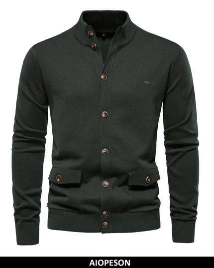AIOPESON Men's Knit Mock Neck Cardigan - Casual Autumn Sweater