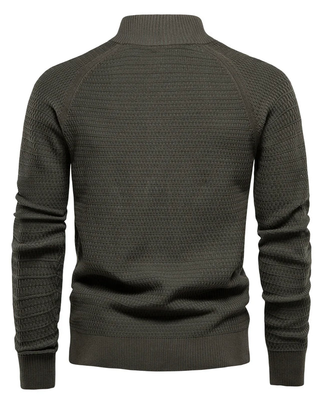 AIOPESON Men's Knitted Cardigan - High-Quality Cotton Mock Neck