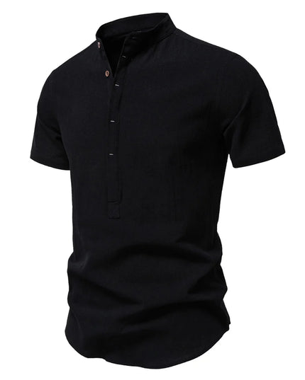 AIOPESON Men's Linen Shirt - Short Sleeve Casual Summer Comfort
