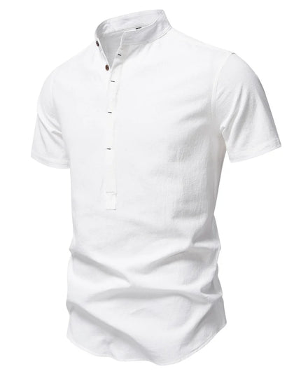 AIOPESON Men's Linen Shirt - Short Sleeve Casual Summer Comfort