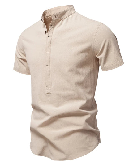 AIOPESON Men's Linen Shirt - Short Sleeve Casual Summer Comfort