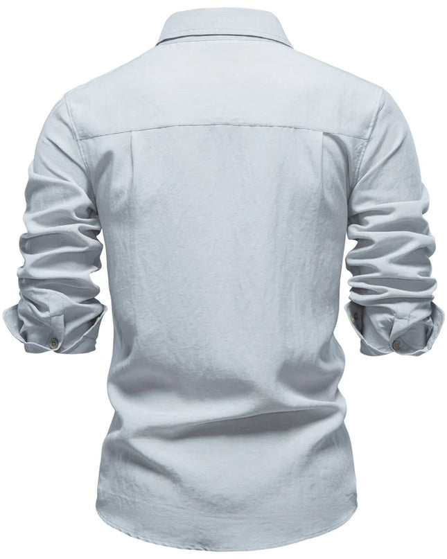 AIOPESON Men's Long Sleeve Cotton Shirt - Soft Casual Wear