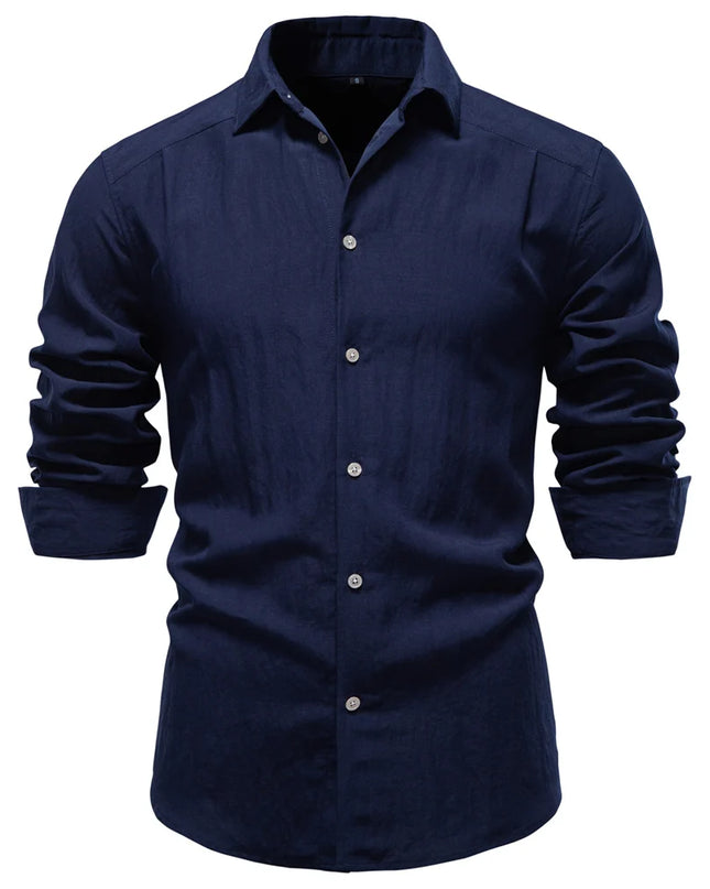 AIOPESON Men's Long Sleeve Cotton Shirt - Soft Casual Wear