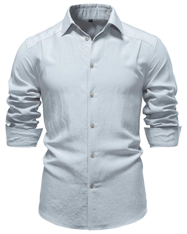 AIOPESON Men's Long Sleeve Cotton Shirt - Soft Casual Wear