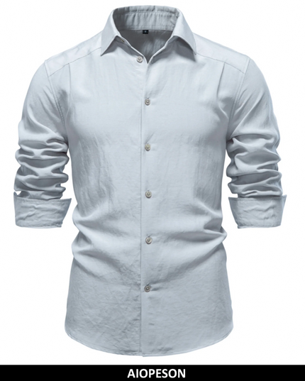 AIOPESON Men's Long Sleeve Cotton Shirt - Soft Casual Wear