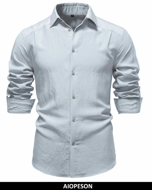 AIOPESON Men's Long Sleeve Cotton Shirt - Soft Casual Wear