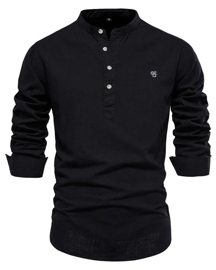 AIOPESON Men's Long Sleeve Cotton Shirt - Solid Color Casual Wear