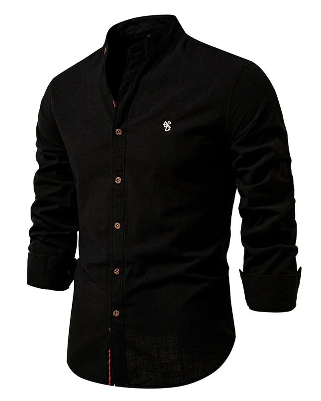 AIOPESON Men's Long Sleeve Cotton Shirt - Solid Color Casual Wear