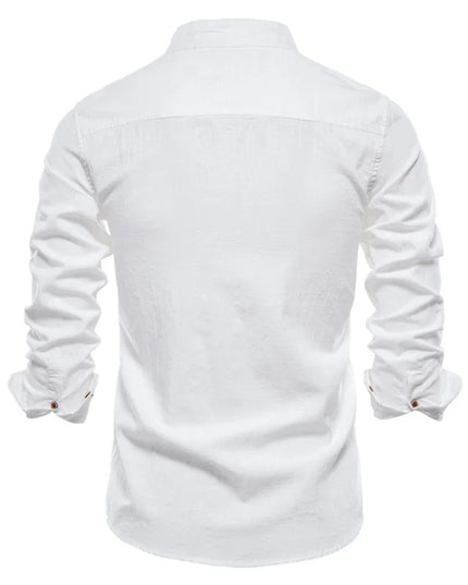 AIOPESON Men's Long Sleeve Cotton Shirt - Solid Color Casual Wear