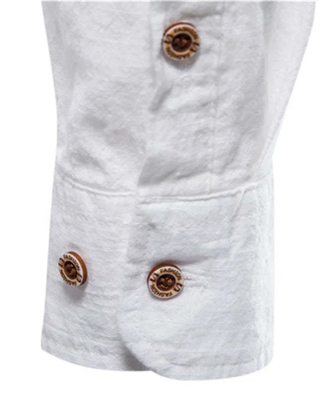 AIOPESON Men's Long Sleeve Cotton Shirt - Solid Color Casual Wear