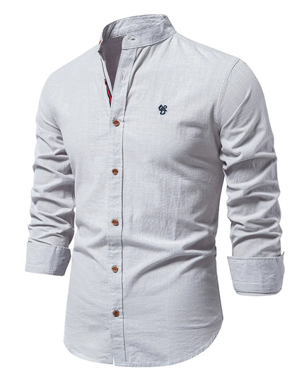 AIOPESON Men's Long Sleeve Cotton Shirt - Solid Color Casual Wear