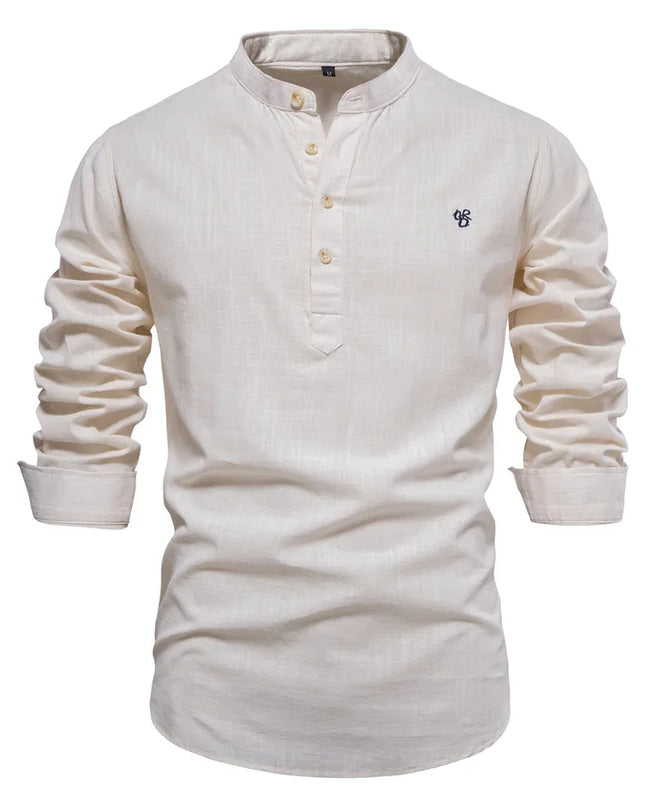 AIOPESON Men's Long Sleeve Cotton Shirt - Solid Color Casual Wear