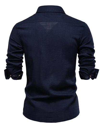AIOPESON Men's Long-Sleeve Linen Shirt - Casual, Breathable Comfort