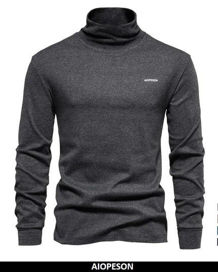 AIOPESON Men's Long Sleeve Turtleneck Shirt - Casual Autumn Wear