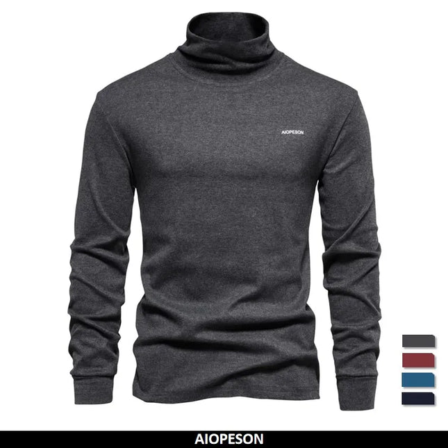 AIOPESON Men's Long Sleeve Turtleneck Shirt - Casual Autumn Wear