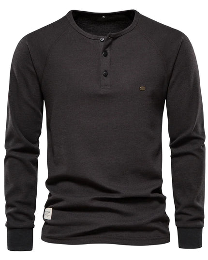 AIOPESON Men's Long Sleeve Waffle Henley T-Shirt - Autumn Basic Tee