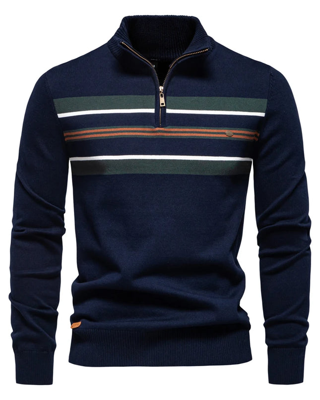 AIOPESON Men's Mock Neck Cotton Pullover - Casual Business Style