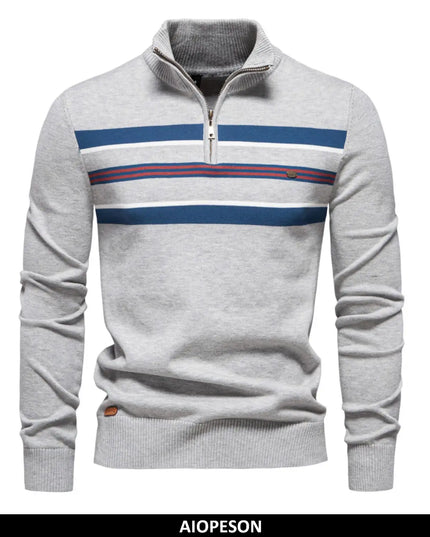 AIOPESON Men's Mock Neck Cotton Pullover - Casual Business Style