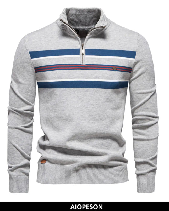 AIOPESON Men's Mock Neck Cotton Pullover - Casual Business Style