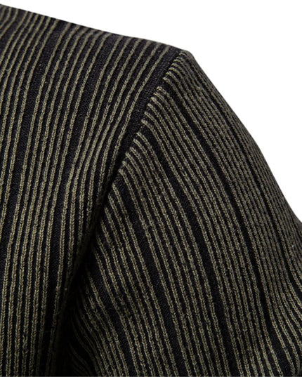 AIOPESON Men's Mock Neck Cotton Pullover - Striped Warm Sweater