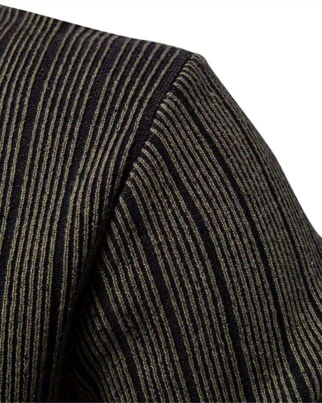 AIOPESON Men's Mock Neck Cotton Pullover - Striped Warm Sweater