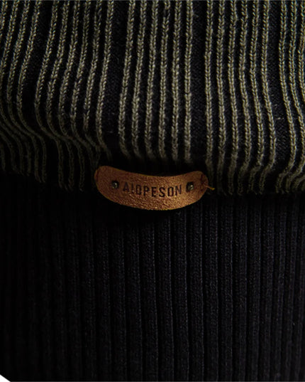 AIOPESON Men's Mock Neck Cotton Pullover - Striped Warm Sweater