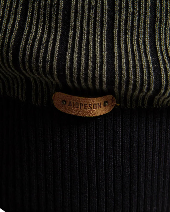 AIOPESON Men's Mock Neck Cotton Pullover - Striped Warm Sweater