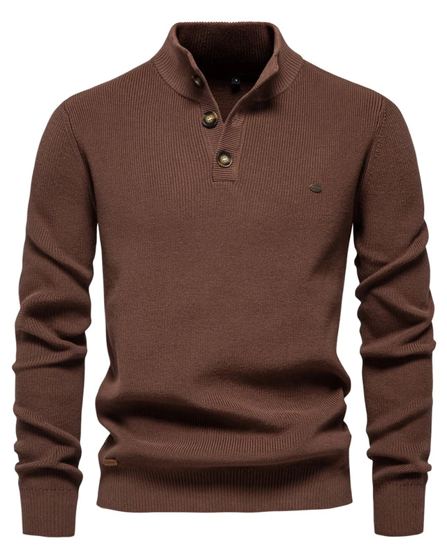 AIOPESON Mens Mock Neck Pullover Sweater - Casual Autumn Knit