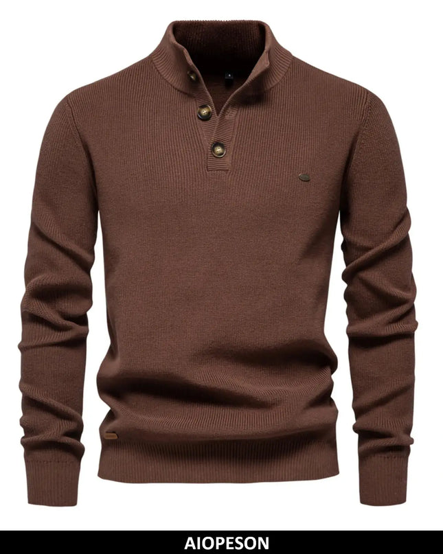 AIOPESON Mens Mock Neck Pullover Sweater - Casual Autumn Knit