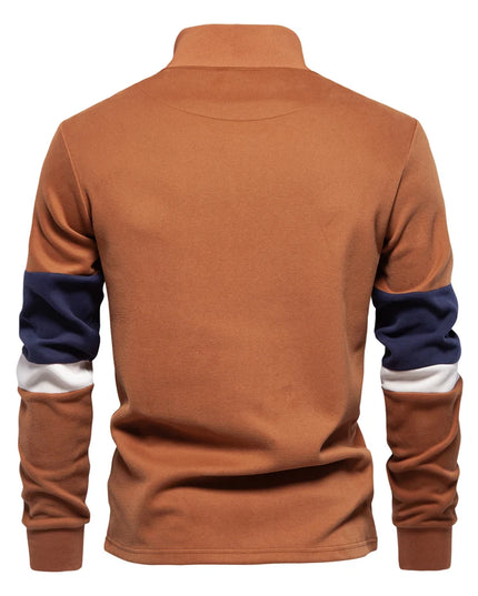 AIOPESON Men's Mock Neck Quarter Zip Sweatshirt - Stylish Patchwork Design
