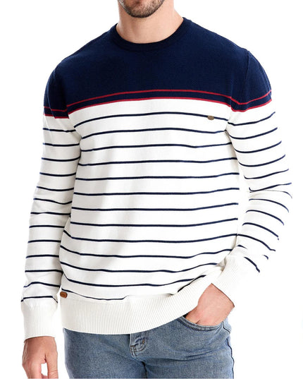 AIOPESON Men's O-neck Striped Cotton Pullover Sweater - High Quality
