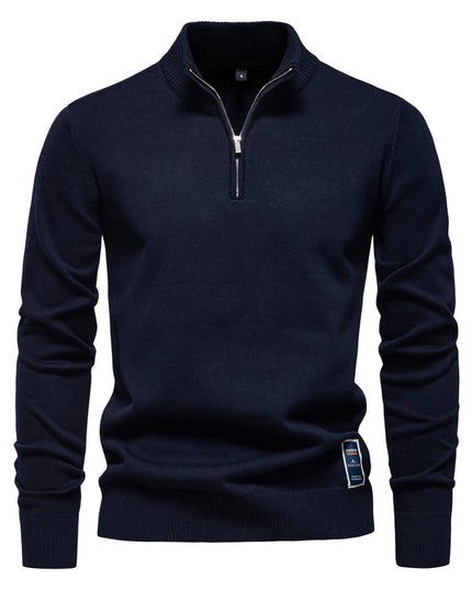 AIOPESON Men's Quarter Zip Cotton Pullover Sweater - Casual Solid Color