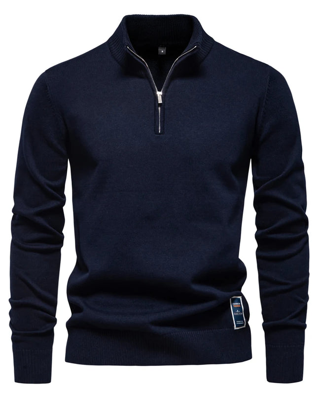 AIOPESON Men's Quarter Zip Cotton Pullover Sweater - Casual Solid Color
