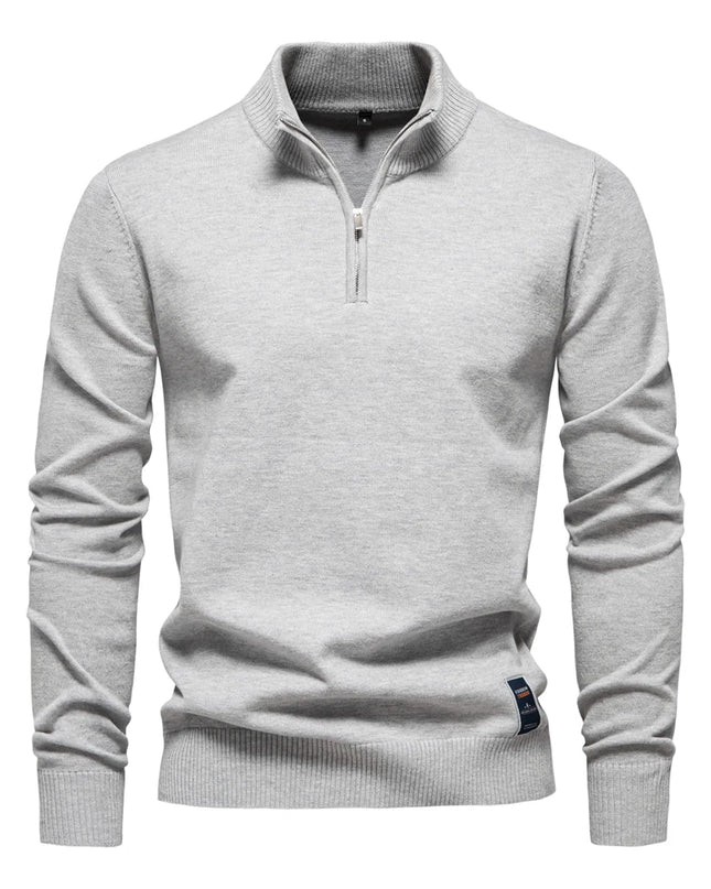 AIOPESON Men's Quarter Zip Cotton Pullover Sweater - Casual Solid Color