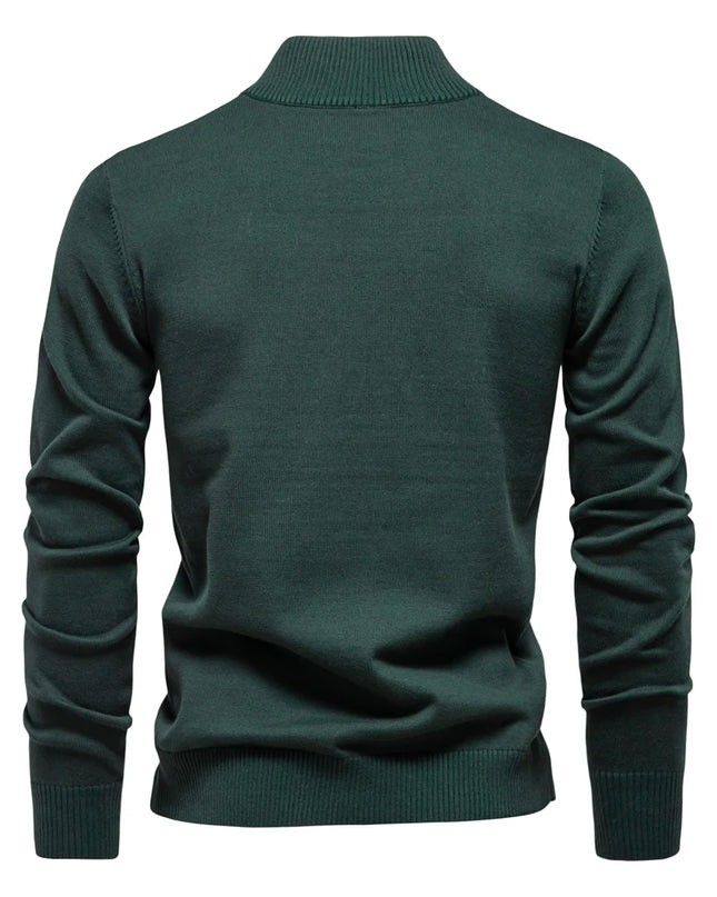 AIOPESON Men's Quarter Zip Cotton Pullover Sweater - Casual Solid Color