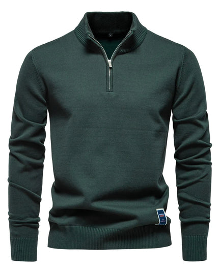 AIOPESON Men's Quarter Zip Cotton Pullover Sweater - Casual Solid Color