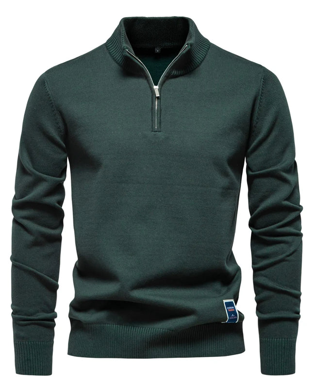 AIOPESON Men's Quarter Zip Cotton Pullover Sweater - Casual Solid Color