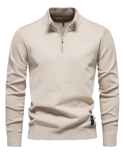 AIOPESON Men's Quarter Zip Cotton Pullover Sweater - Casual Solid Color