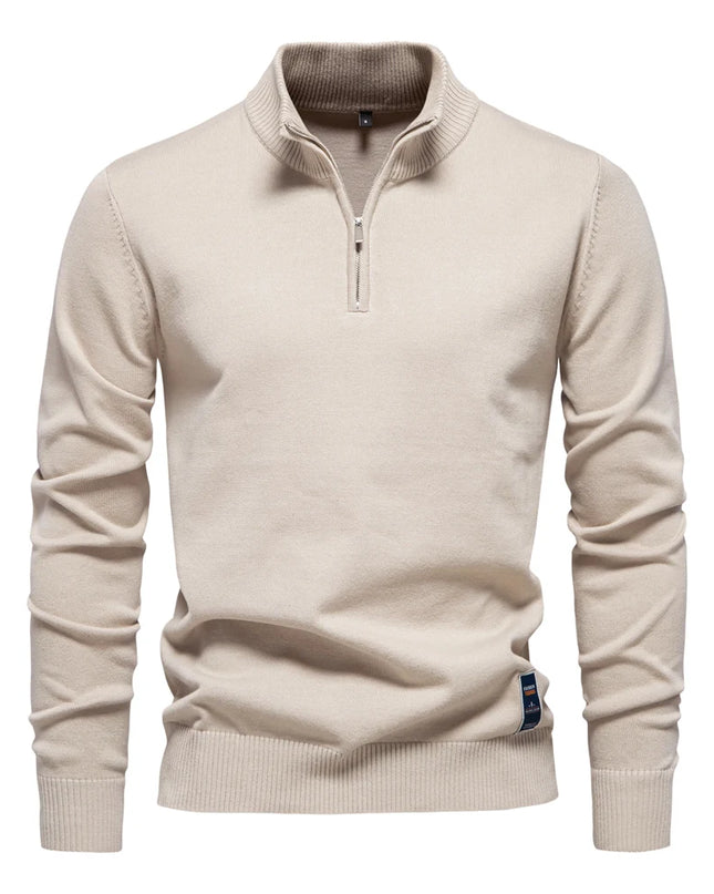 AIOPESON Men's Quarter Zip Cotton Pullover Sweater - Casual Solid Color