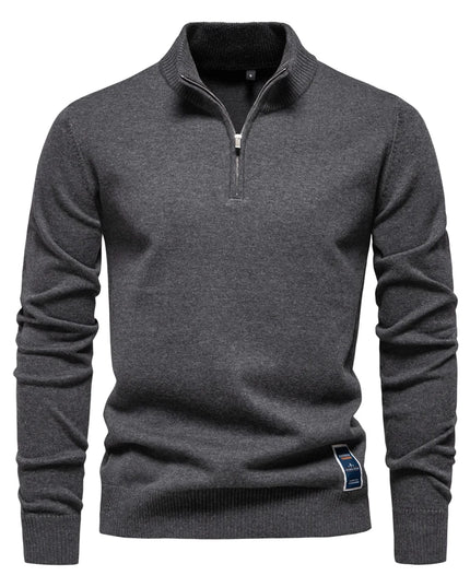 AIOPESON Men's Quarter Zip Cotton Pullover Sweater - Casual Solid Color