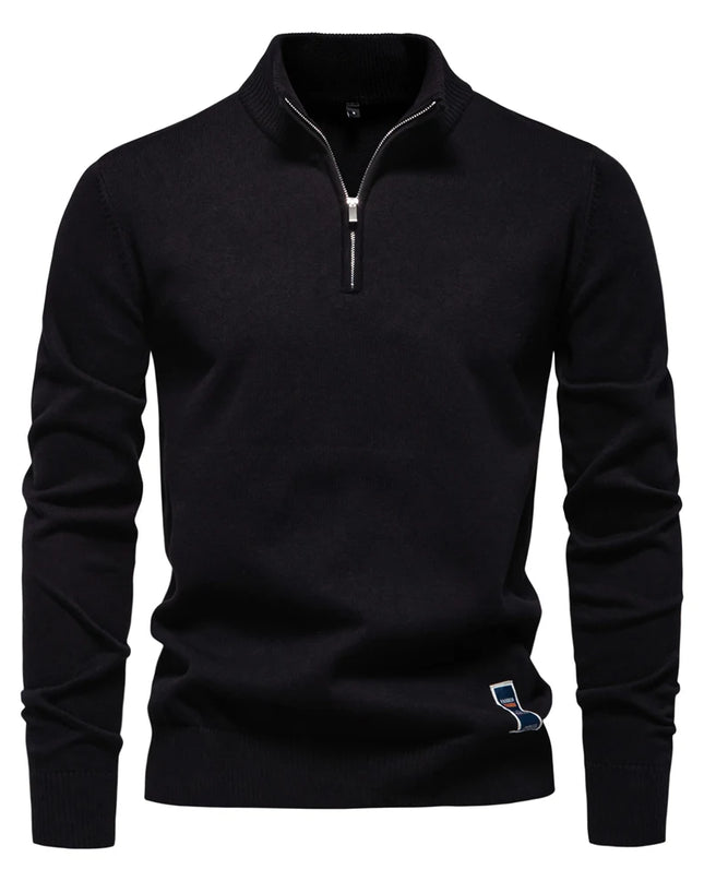 AIOPESON Men's Quarter Zip Cotton Pullover Sweater - Casual Solid Color