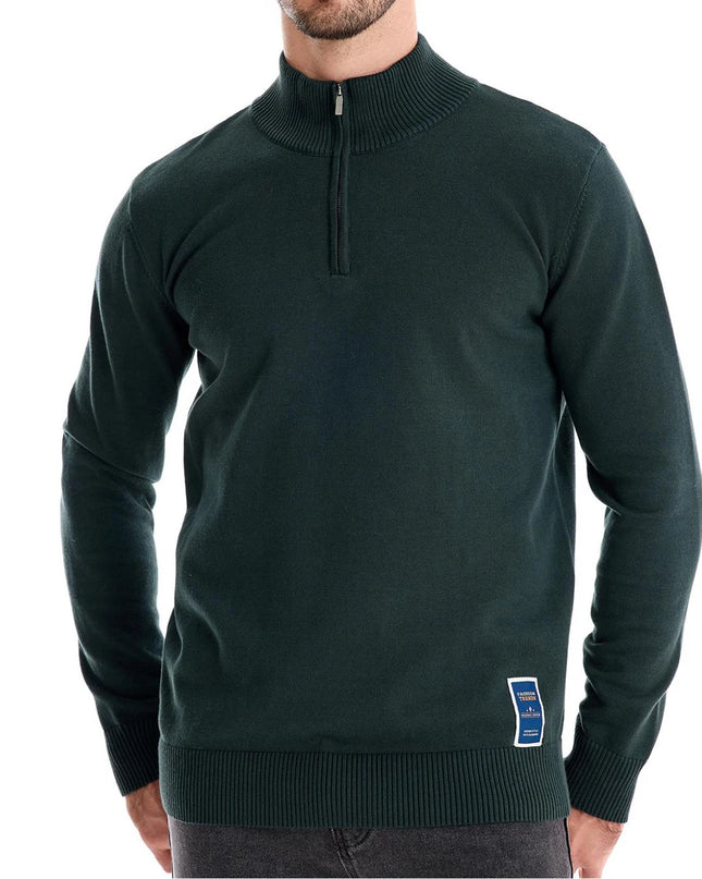 AIOPESON Men's Quarter Zip Cotton Pullover Sweater - Casual Solid Color