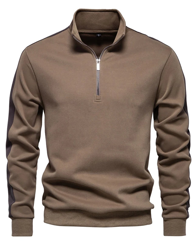 AIOPESON Men's Quarter-Zip Mock Neck Sweatshirt - Lightweight, Casual Style