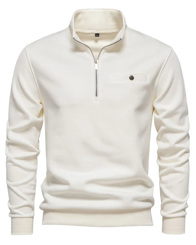 AIOPESON Men's Quarter-Zip Mock Neck Sweatshirt - Lightweight, Casual Style